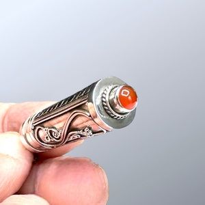 🌺Vintage Sterling & Carnelian Bottle/Vial Necklace